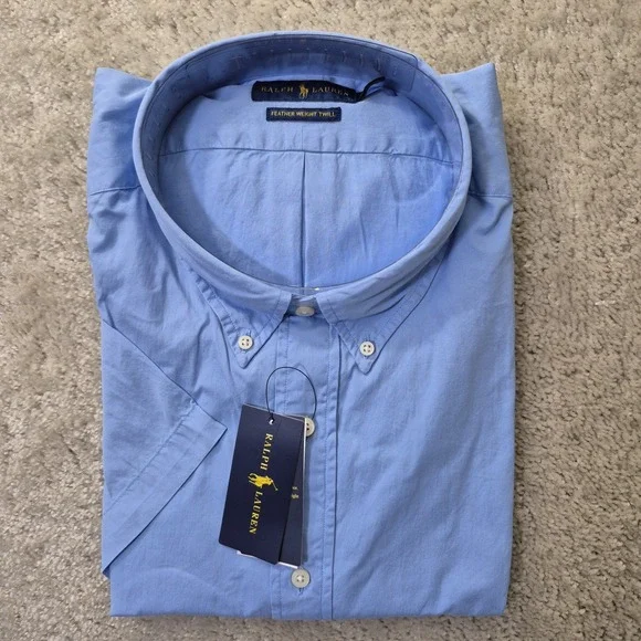 Polo Ralph Lauren Shirt Mens 3XB Blue Button Down Featherweight Twill Academia